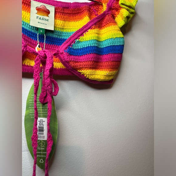 NWT FARM Rio Rainbow Crochet Bikini Top - Picture 7 of 8